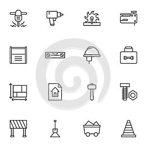 Repair tool line icons set