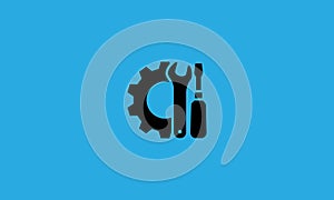 Repair tools setting icon vector. Wrench screwdriver Gear Cogwheel symbols. support, Service, Setting web mobile concept