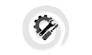 Repair tools setting icon vector. Wrench screwdriver Gear Cogwheel symbols. support, Service, Setting web mobile concept