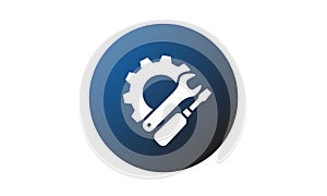 Repair tools setting icon vector. Wrench screwdriver Gear Cogwheel symbols. support, Service, Setting web mobile concept