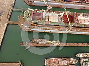 Repair vessels hull  ship, tanker in shipyard