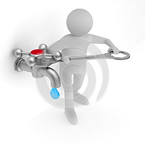 Repair water tap. Isolated 3D