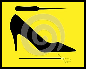 Repair of women`s shoes in black