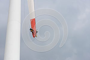 Repair work on the blades of a windmill for electric power production