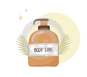Repairing cream. Body moisturizer. Skin care. Morning routine. Hand drawn beauty product. Vector illustration in flat