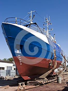 Repairing fishing boat