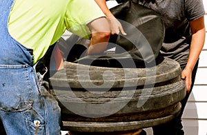 Repairing a tractor tire with an inner tube