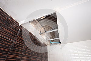 Repairing a water leak damaged ceiling