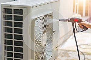 Repairman Cleaning air conditioning, Air Conditioning Repair, Male technician service for repair and maintenance of air