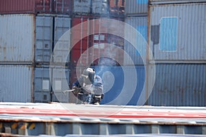 repairman of container in the container area