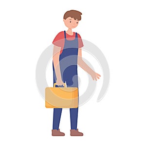 repairman holding toolbox