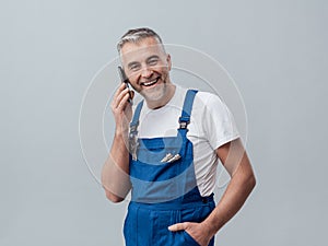 Repairman on the phone