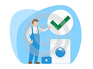 Repairman repairing household appliances. Minimalist style illustration.