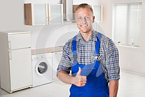 Repairman Showing Thumbs Up Sign