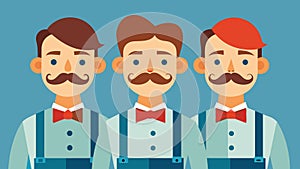 The repairmen donned matching retro uniforms complete with suspenders and bow ties adding to the vintage charm.. Vector photo