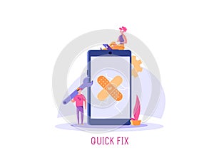 Repairmen, repair phone, fix app concept photo