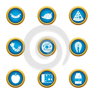 Repast icons set, flat style photo