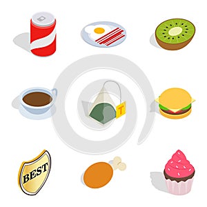 Repast icons set, isometric style photo