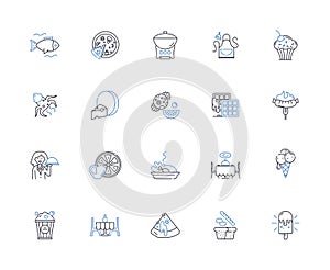 Repast line icons collection. Buffet, Banquet, Cuisine, Dinner, Feast, Food, Gourmet vector and linear illustration photo