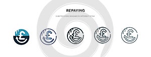 Repaying icon in different style vector illustration. two colored and black repaying vector icons designed in filled, outline,