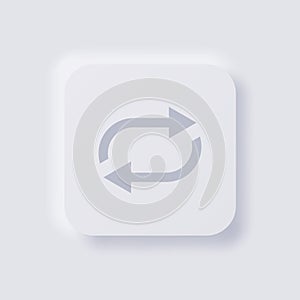 Repeat button icon, White Neumorphism soft UI Design for Web design.
