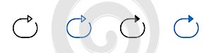 Repeat icon linear graphics set vector in black