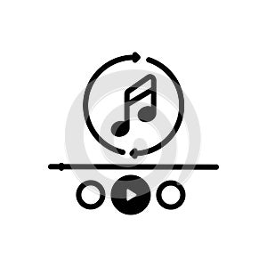 Black solid icon for Repeat, music and play