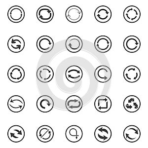 Repeat icons set. set of 25 refresh filled icons such as reload, update, reload, replay, loading arrow icons. repeat icons set