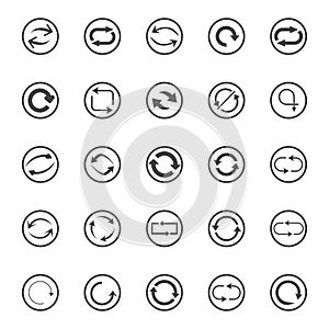 Repeat icons set. set of 25 refresh filled icons such as reload, update, reload, replay, loading arrow icons. repeat icons set