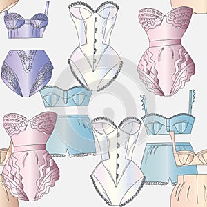 Repeat pattern silk lingerie collection