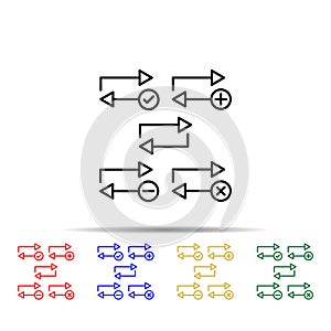repeat, plus, remove, minus, check sign multi color style icon. Simple thin line, outline vector of web icons for ui and ux,