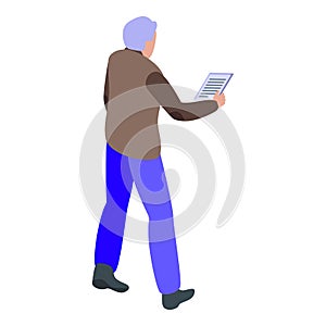 Repeat reportage speech icon, isometric style