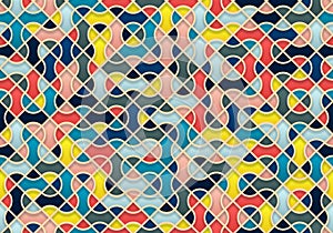 Repeatable background made of colorful rectangles, funny old school colors labyrinth, 3D illustration photo