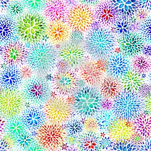 Repeatable Chrysanthemum Watercolor Flowers Pattern