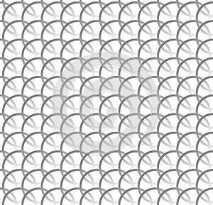 Repeatable pattern w/ interlocking circles, rings. Regular monochrome seamless geometric pattern.