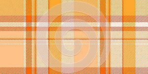 Repeatable patterns fabric texture textile, form seamless background check. 30s tartan vector plaid pattern in orange and light