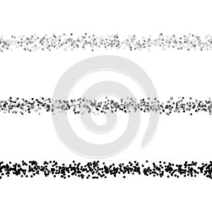 Repeatable random dot pattern text dividing line design set - vector graphic design elements from circles