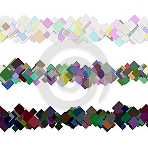 Repeatable square pattern page rule line design set - vector graphic decoration elements from colored diagonal squares