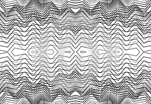 repeatable and tileable grid, mesh of zig-zag, criss-cross and wavy interlace, intertwine and interweave lines. abstract lattice