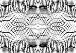 repeatable and tileable grid, mesh of zig-zag, criss-cross and wavy interlace, intertwine and interweave lines. abstract lattice