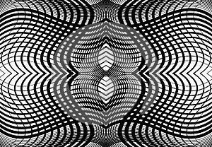 repeatable and tileable grid, mesh of zig-zag, criss-cross and wavy interlace, intertwine and interweave lines. abstract lattice