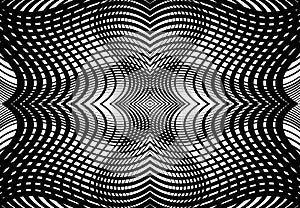 repeatable and tileable grid, mesh of zig-zag, criss-cross and wavy interlace, intertwine and interweave lines. abstract lattice