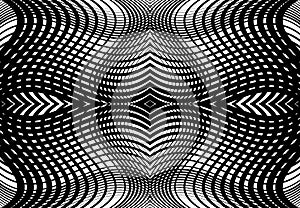 repeatable and tileable grid, mesh of zig-zag, criss-cross and wavy interlace, intertwine and interweave lines. abstract lattice