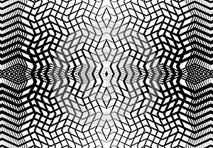 repeatable and tileable grid, mesh of zig-zag, criss-cross and wavy interlace, intertwine and interweave lines. abstract lattice