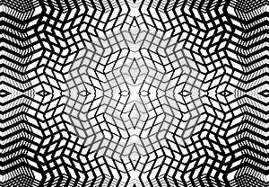 repeatable and tileable grid, mesh of zig-zag, criss-cross and wavy interlace, intertwine and interweave lines. abstract lattice