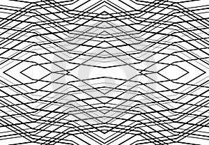 repeatable and tileable grid, mesh of zig-zag, criss-cross and wavy interlace, intertwine and interweave lines. abstract lattice