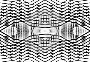 repeatable and tileable grid, mesh of zig-zag, criss-cross and wavy interlace, intertwine and interweave lines. abstract lattice