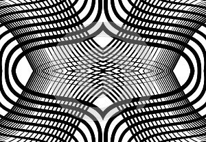 repeatable and tileable grid, mesh of zig-zag, criss-cross and wavy interlace, intertwine and interweave lines. abstract lattice