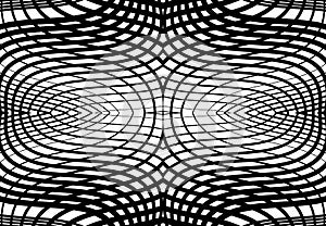 repeatable and tileable grid, mesh of zig-zag, criss-cross and wavy interlace, intertwine and interweave lines. abstract lattice