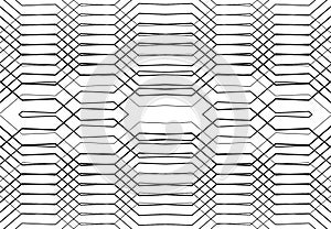 repeatable and tileable grid, mesh of zig-zag, criss-cross and wavy interlace, intertwine and interweave lines. abstract lattice